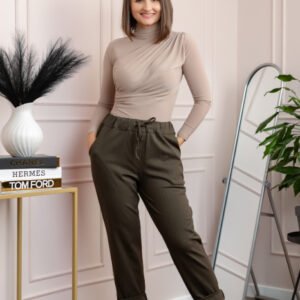 Pantaloni casual Kayla cu buzunare laterale si snur reglabil - Kaki