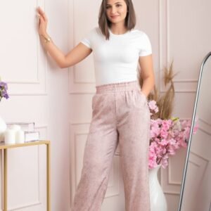 Pantaloni dama palazzo Estelle roz marmorat