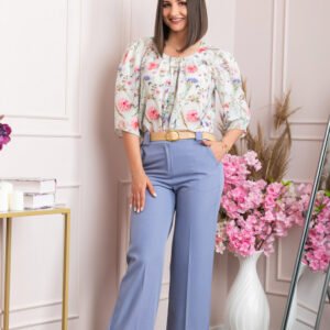Pantaloni evazati Rafaella cu buzunare functionale - Albastru