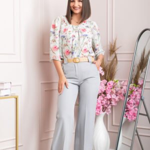 Pantaloni evazati Rafaella cu buzunare functionale - Gri
