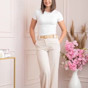 Pantaloni evazati Rafaella cu buzunare functionale - Ivoire
