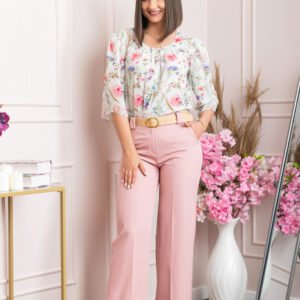 Pantaloni evazati Rafaella cu buzunare functionale - Roz