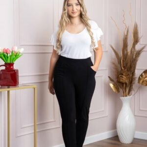 Pantaloni negri elastici cu buzunare functionale