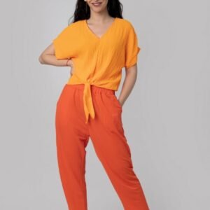 Pantaloni orange casual cu buzunare