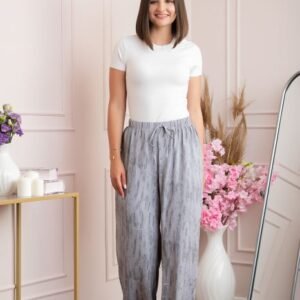 Pantaloni palazzo Vanessa cu imprimeu abstract - Gri