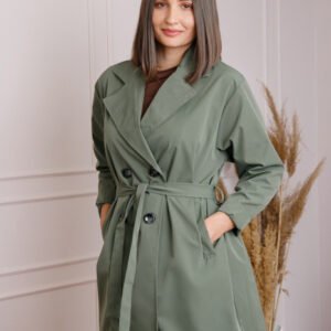 Pardesiu elegant kaki cu cordon si nasturi