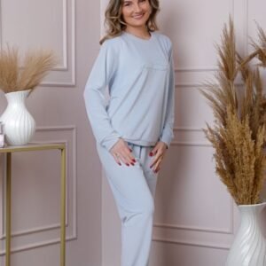 Pijama dama Linda din catifea bleu