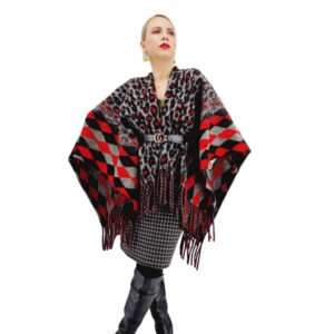 Poncho din lana cu blanita Sanda 14