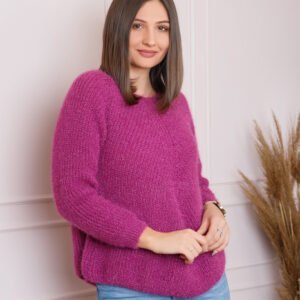 Pulover Bella pufos fuchsia cu maneci raglan