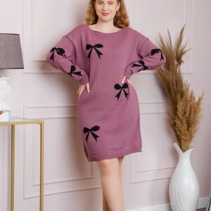 Pulover Bonnie mov tip rochie cu fundite