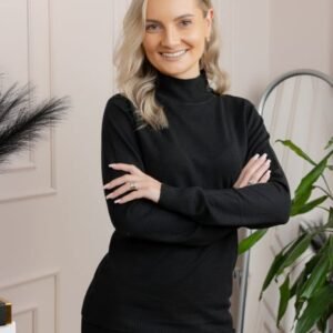 Pulover Ellen din tricot subtire cu guler inalt - Negru