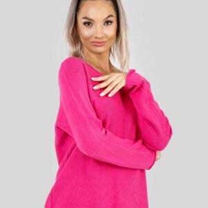 Pulover casual roz cu maneci liliac