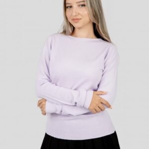 Pulover clasic lila cu decolteu barcuta