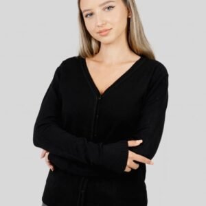 Pulover clasic negru cu nasturi