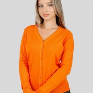 Pulover clasic orange cu nasturi