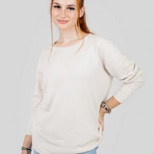 Pulover crem cu fir stralucitor