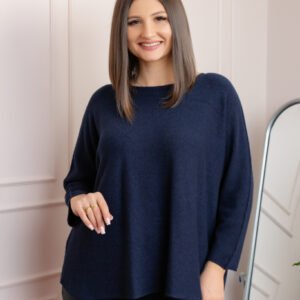 Pulover lejer Bailey cu maneci fluture - Bleumarin