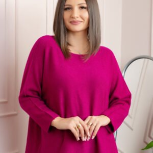 Pulover lejer Bailey cu maneci fluture - Fuchsia