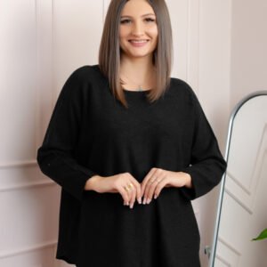 Pulover lejer Bailey cu maneci fluture - Negru