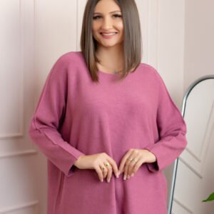 Pulover lejer Bailey cu maneci fluture - Roz