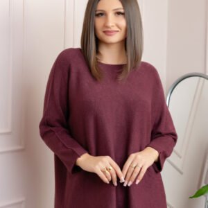 Pulover lejer Bailey cu maneci fluture - Visiniu