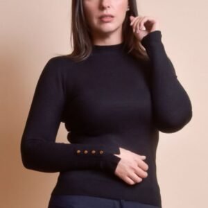 Pulover negru cu nasturi decorativi