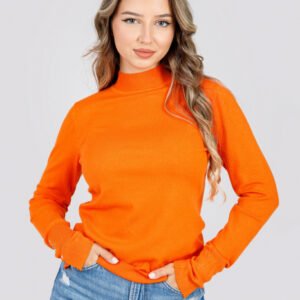 Pulover orange cu nasturi decorativi
