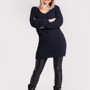 Pulover pufos bleumarin tip rochie