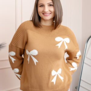 Pulover tricotat Betty cu fundite - Camel