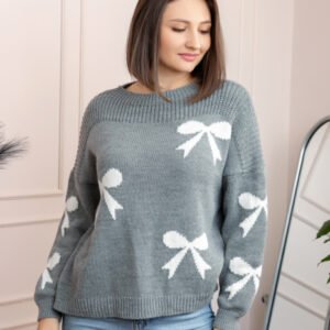 Pulover tricotat Betty cu fundite - Gri