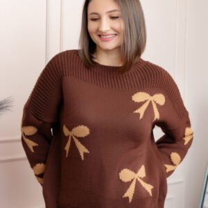 Pulover tricotat Betty cu fundite - Maro