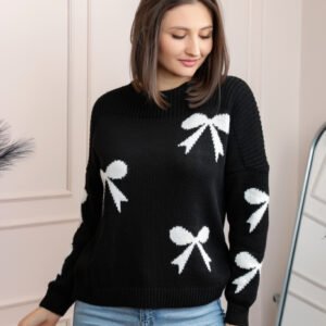 Pulover tricotat Betty cu fundite - Negru