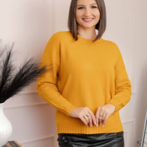 Pulover tricotat cu strasuri Elizabeth - Galben