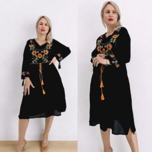Rochie Dama cu Broderie Galbena - Melissa