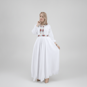 Rochie alba stilizata traditional Afroditha 2
