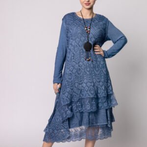 Rochie albastra boho chic cu volane