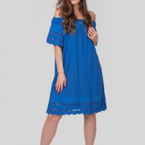 Rochie albastra cu detaliu perforat