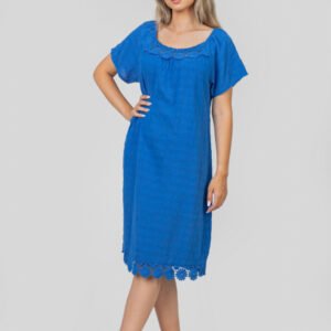 Rochie albastru regal cu aplicatii florale