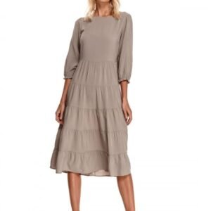 Rochie bej boho chic cu fronseu