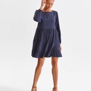 Rochie bleumarin boho chic cu fronseu