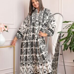 Rochie boho chic Daphne cu imprimeu negru floral