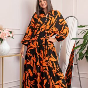 Rochie boho chic Daphne cu imprimeu orange abstract
