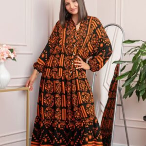 Rochie boho chic Daphne cu imprimeu orange floral