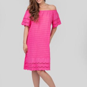 Rochie ciclam cu detaliu perforat