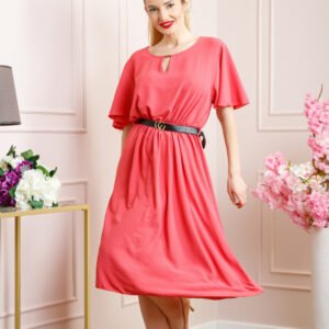 Rochie corai clos cu curea in talie