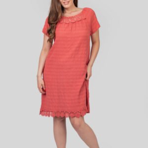 Rochie corai cu aplicatii florale