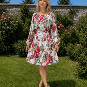 Rochie cu motive florale eleganta Eugenia