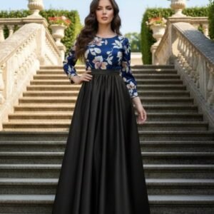 Rochie cu motive florale eleganta lunga Teo 12