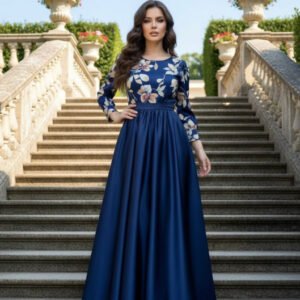 Rochie cu motive florale eleganta lunga Teo 4