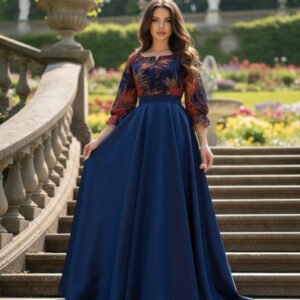 Rochie cu motive florale eleganta lunga Teo 5